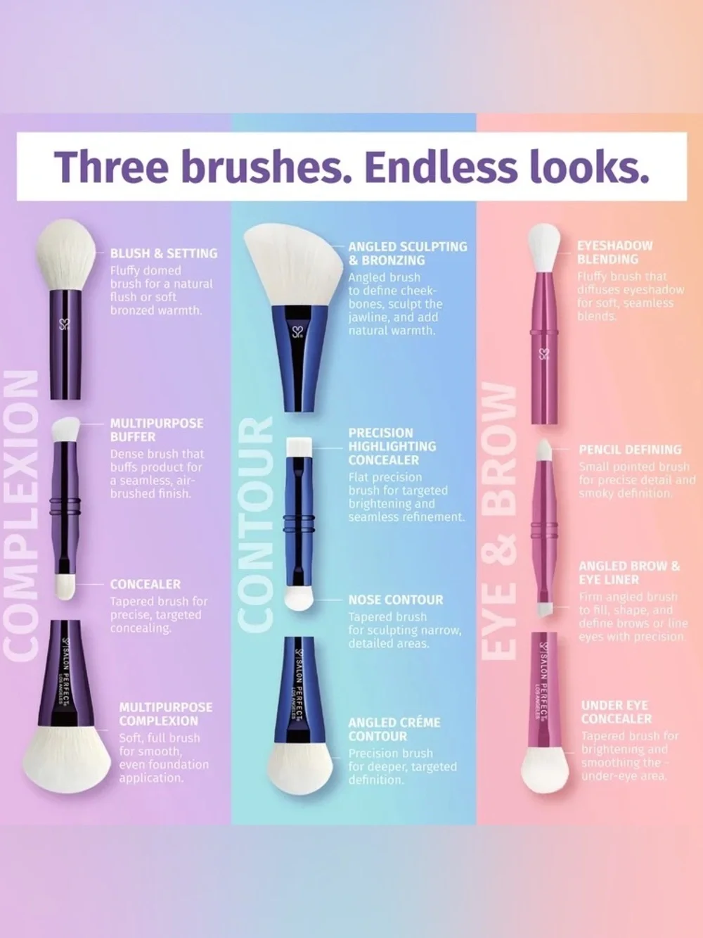 Salon Perfect 4-in-1 Viral Eye and Brow Brushes. Brand New! 4 Brushes. NEW!